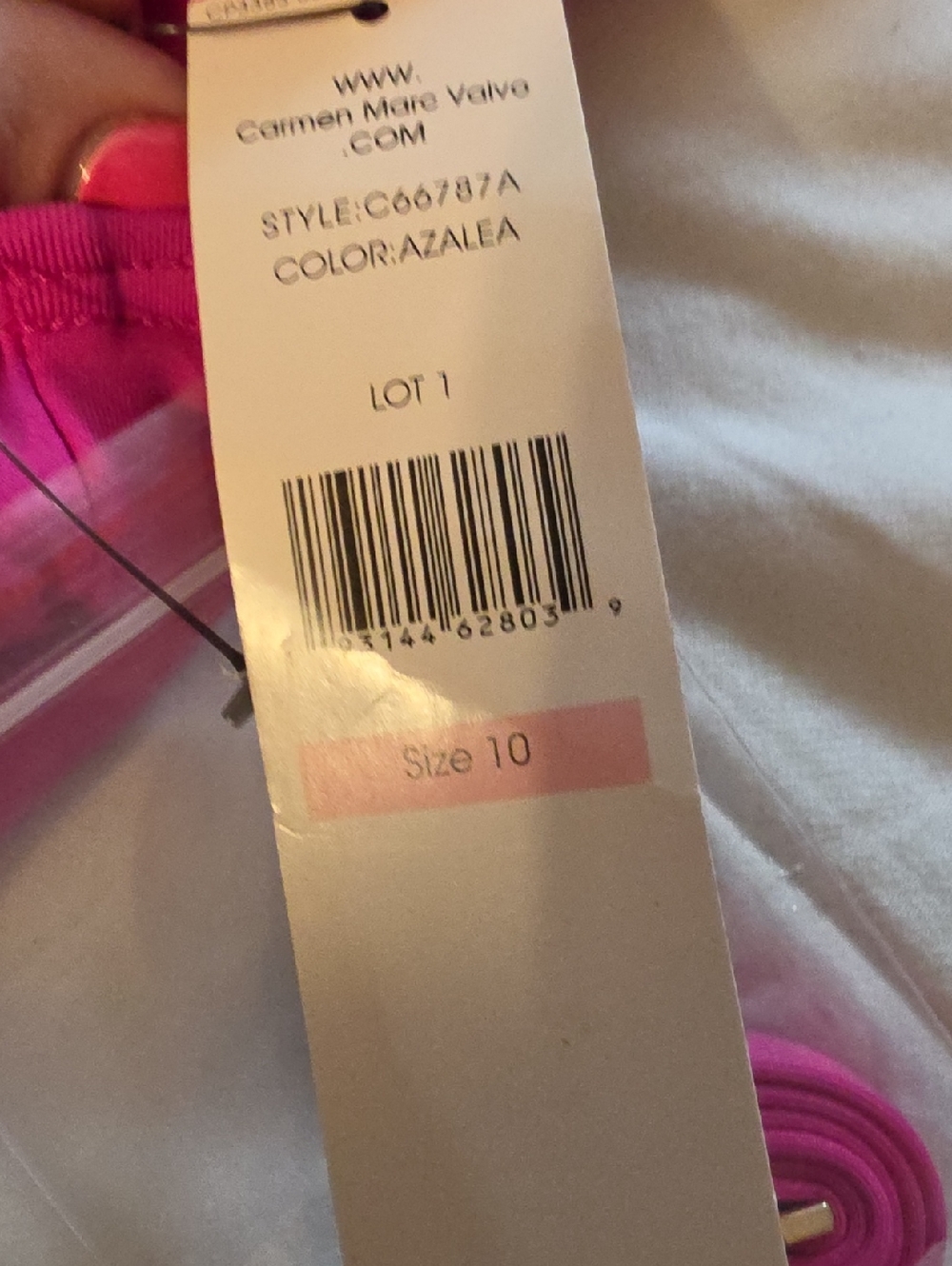 Carmen Marc Valvo azalea One-Shoulder Cutout Swimsuit in Hot Pink Support 10 - Picture 8 of 8